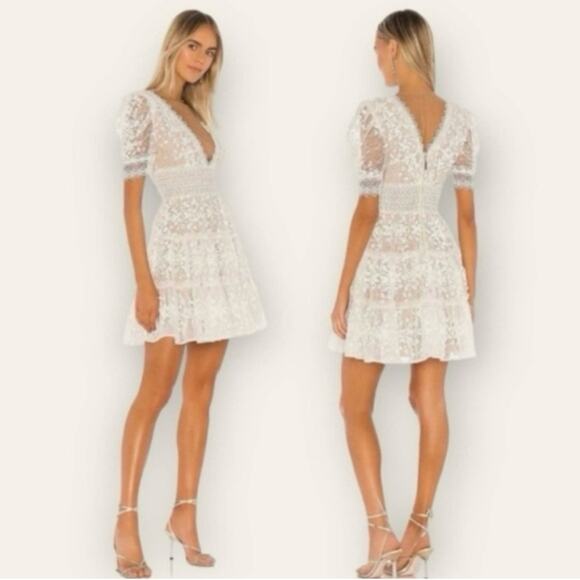 Bronx and Banco Megan Mini Dress in Blanc Lace Bridal Extra Small Women’s - Picture 12 of 12